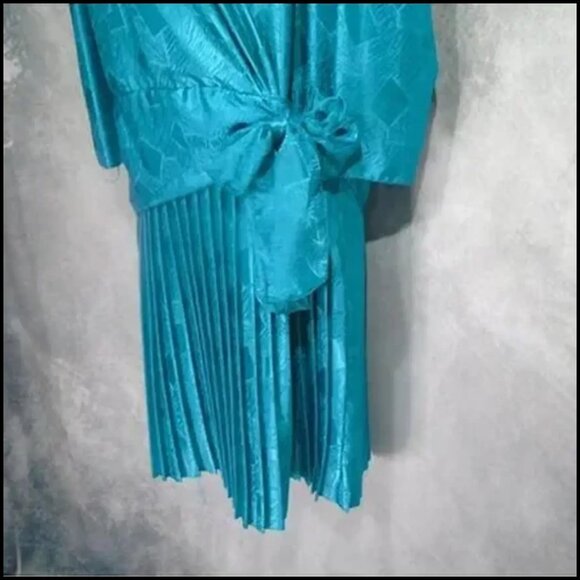 Vintage 20s Style Drop Waist Dress with Art Deco Print - 80s Flapper Costume - Picture 6 of 13